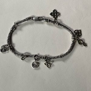 Vintage Silver Rope Celtic Charm Bracelet. 7 Inch